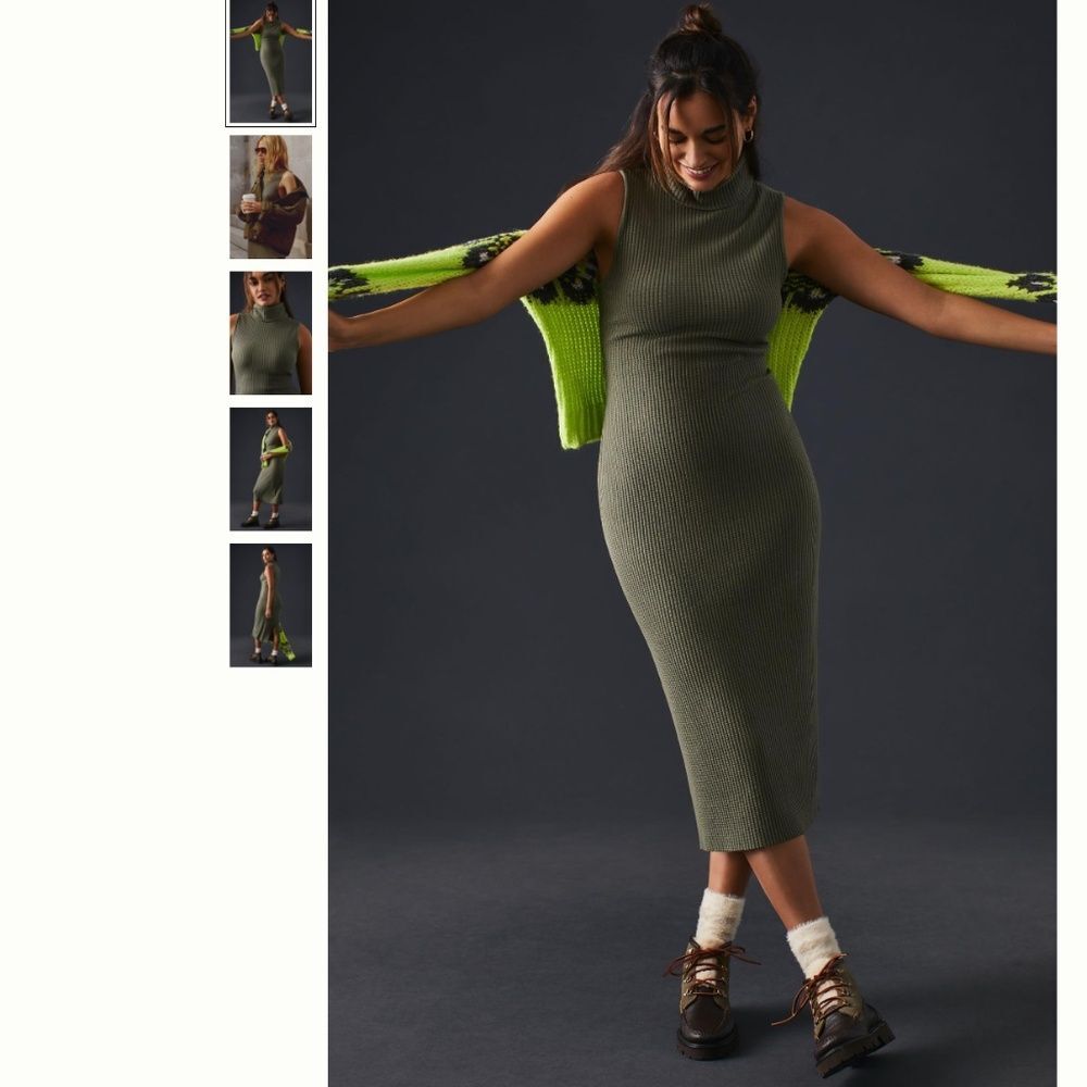 NWT Anthropologie Stateside Luxe Thermal Turtleneck Dress